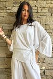 Lindin Linen Blend Kimono Top White